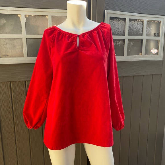 Ladies soft red velvet boho peasant long sleeve blouse Luxurious material - Picture 5 of 5